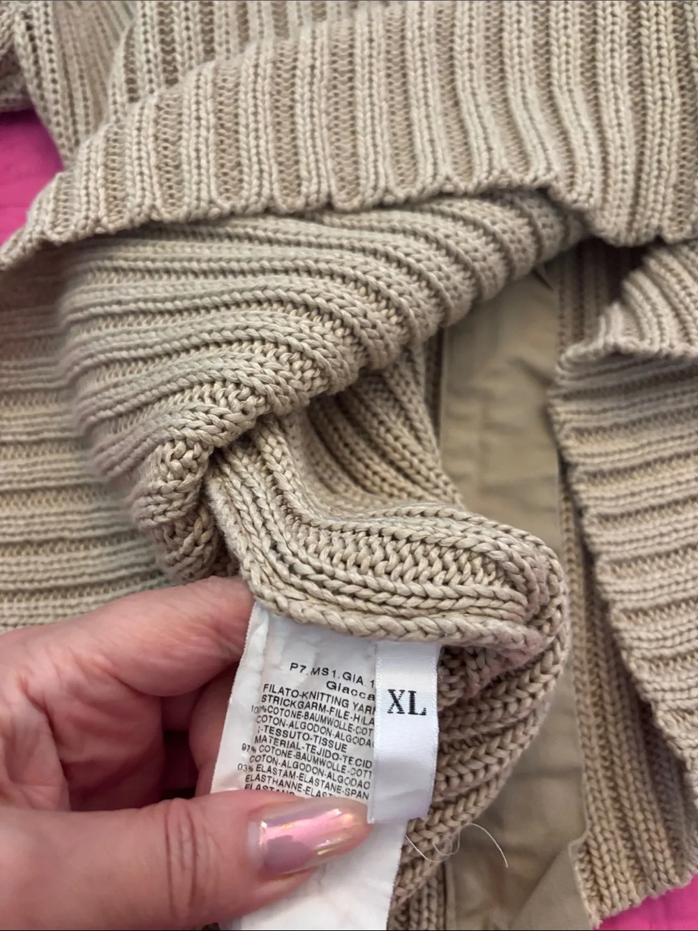 MaxMara Cream Knit Cardigan with Button Front, XL